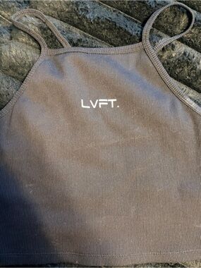 LVFT. Black Ribbed Crop Tank